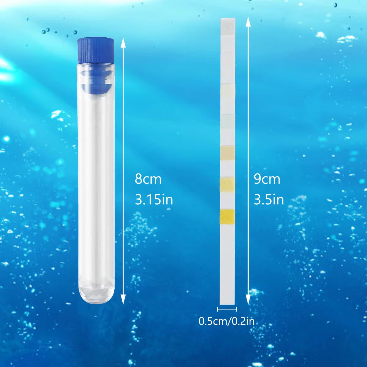 100Pcs Aquarium Test Strips Water Ph Test Strip 7 in 1 Fish Tank Test Kit Freshwater Saltwater Water Quality Test Strips
