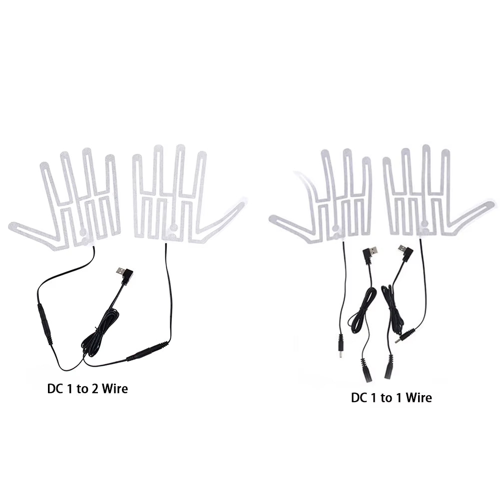1 Pair Five-Finger Gloves Heating Pad Carbon Fiber 5V Hand Warmer Heater Thermal Insulation for Outdoor Skiing