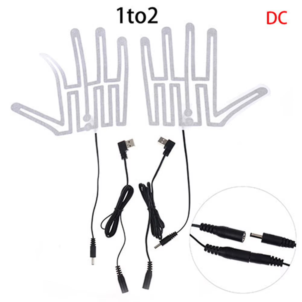 1 Pair Five-Finger Gloves Heating Pad Carbon Fiber 5V Hand Warmer Heater Thermal Insulation for Outdoor Skiing