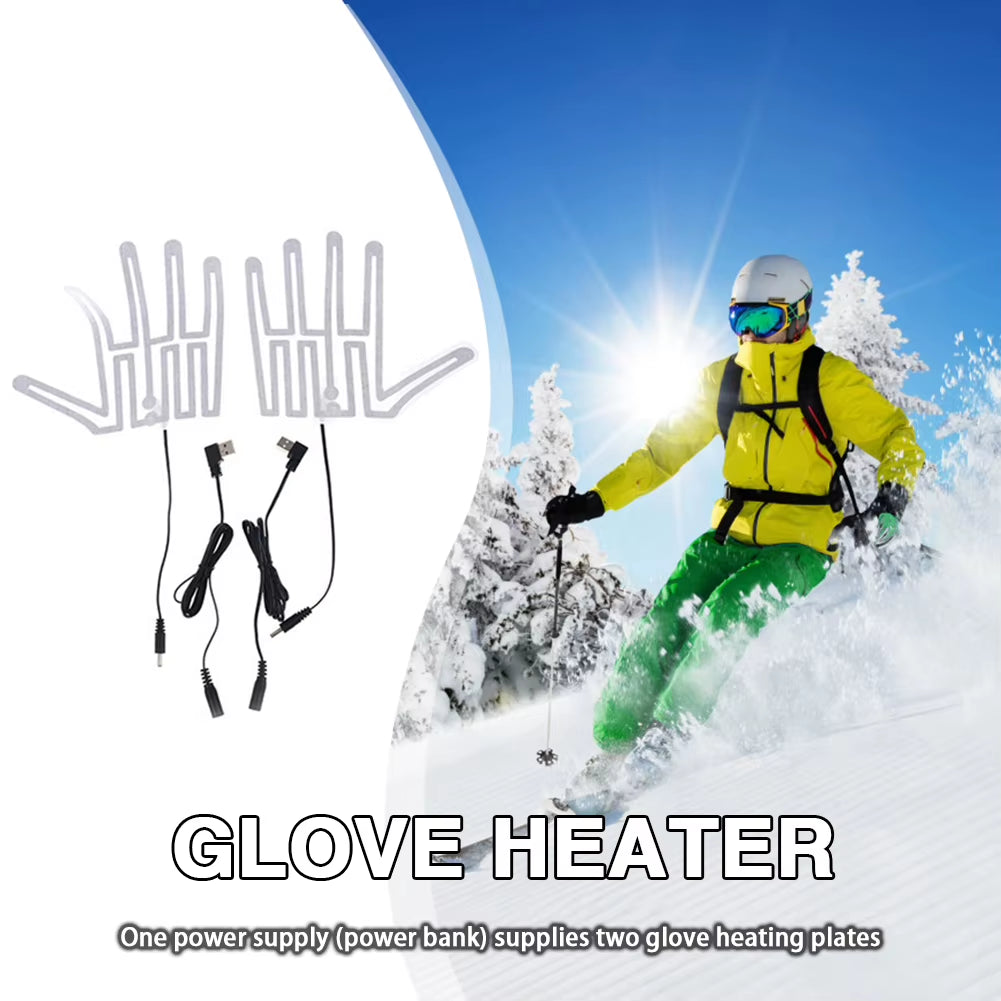 1 Pair Five-Finger Gloves Heating Pad Carbon Fiber 5V Hand Warmer Heater Thermal Insulation for Outdoor Skiing