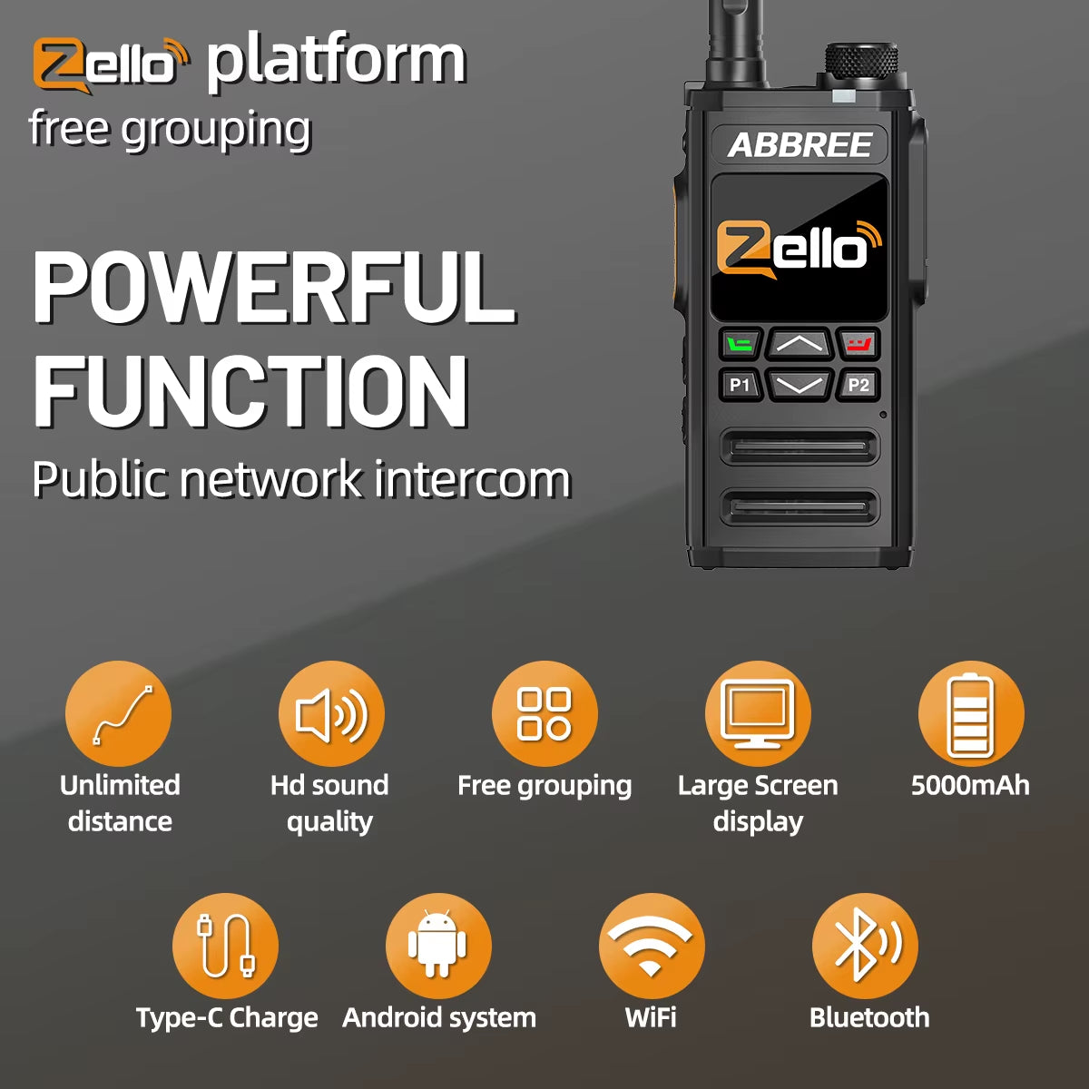 GP-268 Network Walkie Talkie Zello Global POC Radio Wireless Unlimited Distance SIM Card 4G Android Bluetooth Ham Radio