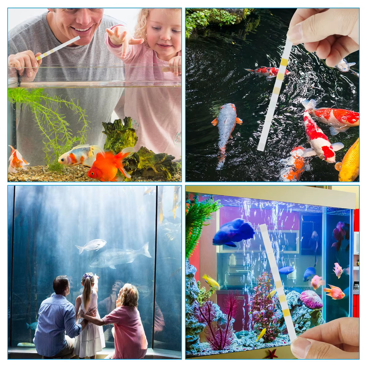 100Pcs Aquarium Test Strips Water Ph Test Strip 7 in 1 Fish Tank Test Kit Freshwater Saltwater Water Quality Test Strips
