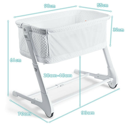 Baby Bedside Cot with Washable Mattress and Breathable Mesh