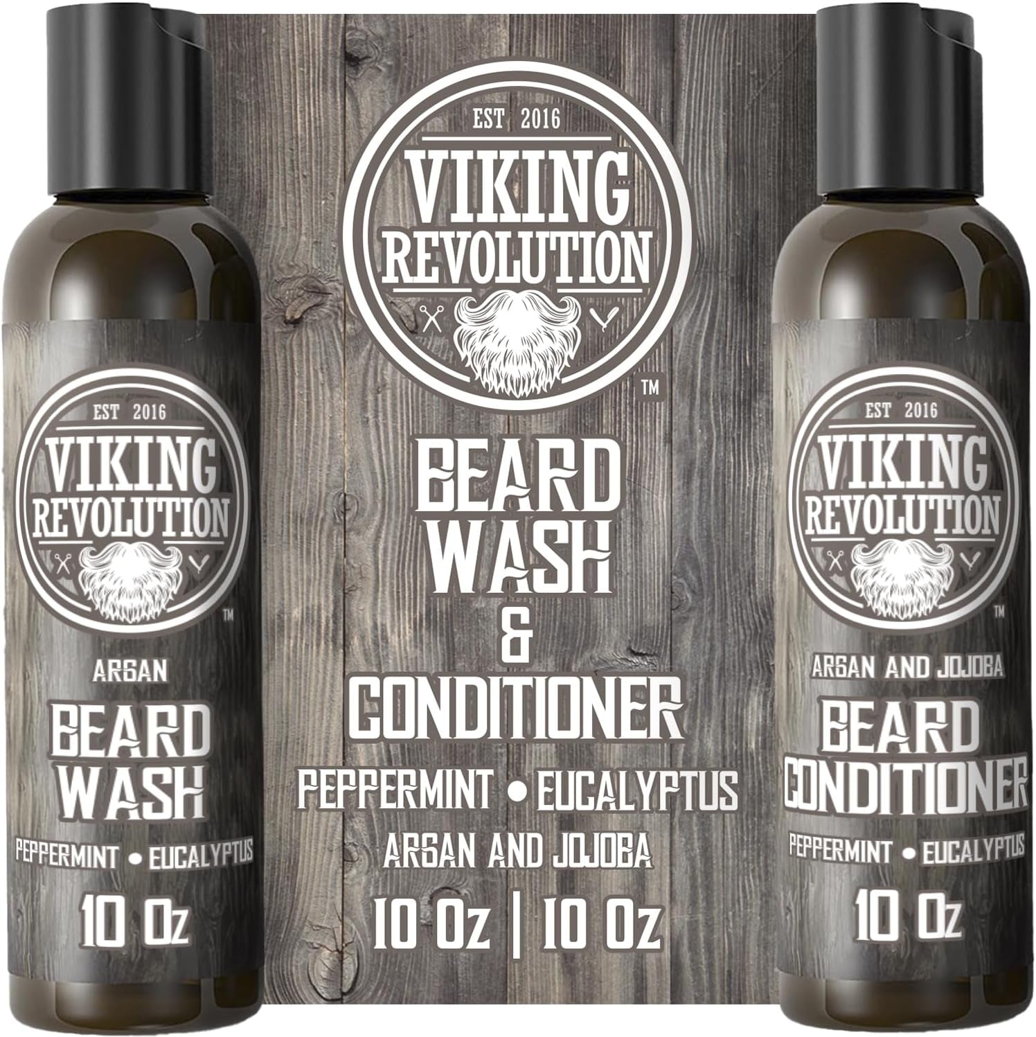 - Beard Shampoo and Conditioner - Natural Beard Wash & Beard Conditioner with Argan & Jojoba Oils - Softens & Strengthens - Gifts for Men - Peppermint & Eucalyptus - 2 X 300 Ml