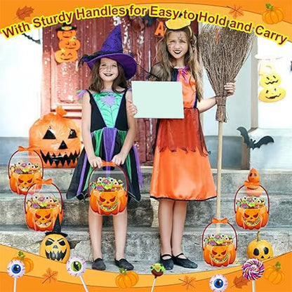 Halloween Candy Bag 10 Pieces Holiday Treat Bags Basket Clear Festive Pouch for Home Outdoor Event Party Festival Yard School