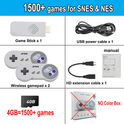 SF900 Retro Game Console HD Video Game Stick with 1500 Games for SNES Wireless Controller 16 Bit Consolas De Videojuegos for NES