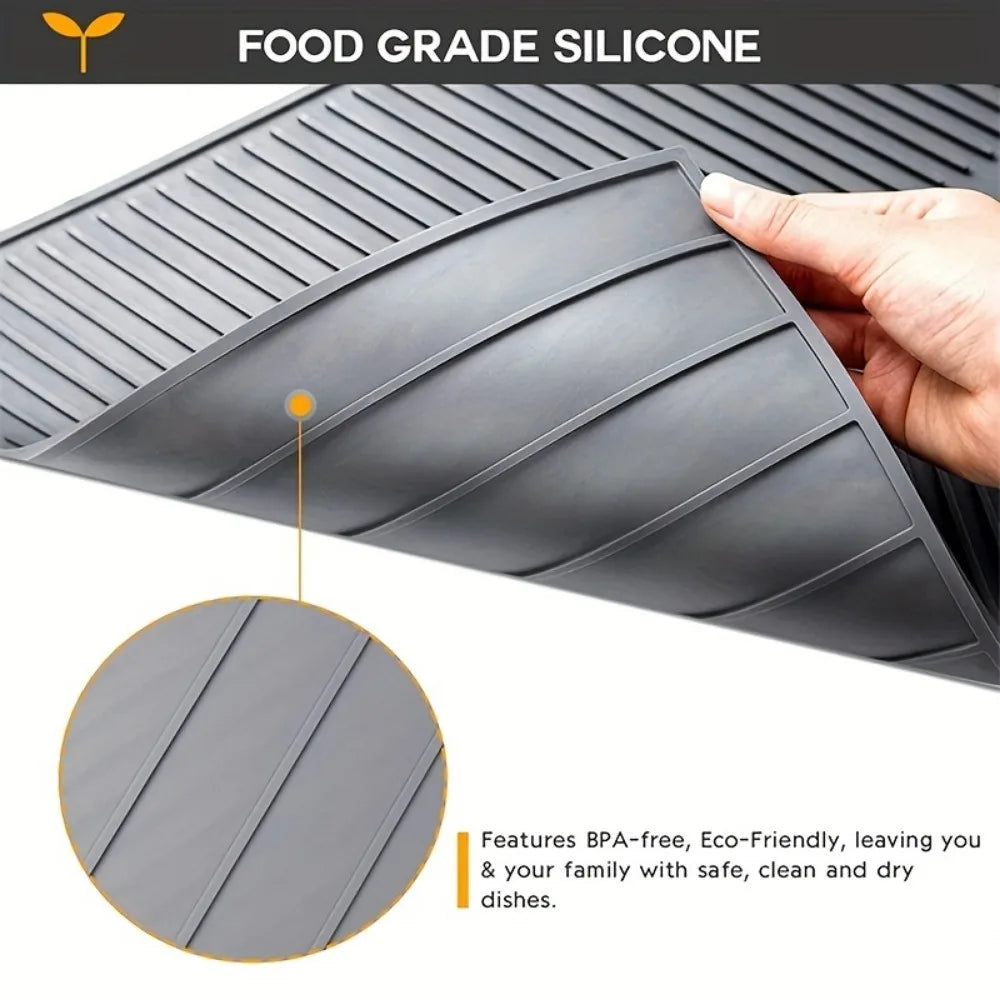 1Pc, Silicone Drain Pad, Dish Pad, Folding Drain Pad, Dish Drain Pad, Heat Resistant Pot Pad, Kitchen Accessories