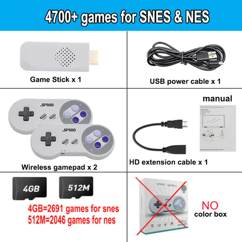 SF900 Retro Game Console HD Video Game Stick with 1500 Games for SNES Wireless Controller 16 Bit Consolas De Videojuegos for NES