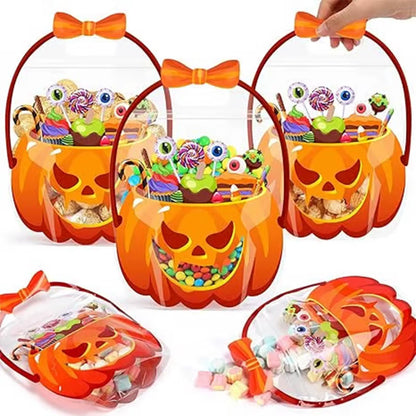 Halloween Candy Bag 10 Pieces Holiday Treat Bags Basket Clear Festive Pouch for Home Outdoor Event Party Festival Yard School