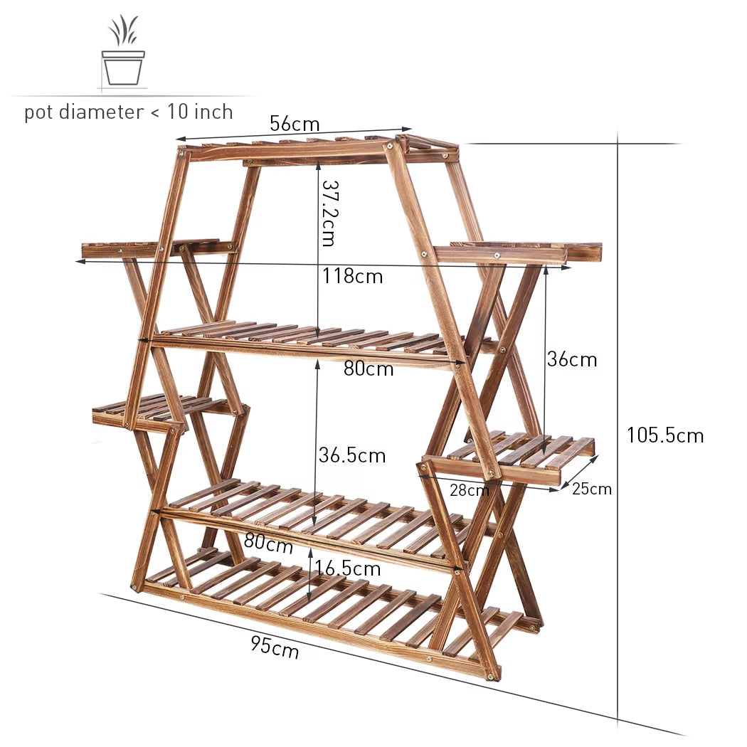 Wood Plant Stand Garden Flower Pot Holder Shelves Corner Rack in Living Room Balcony Patio Yard