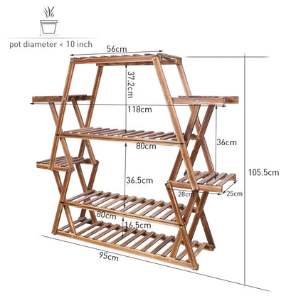 Wood Plant Stand Garden Flower Pot Holder Shelves Corner Rack in Living Room Balcony Patio Yard