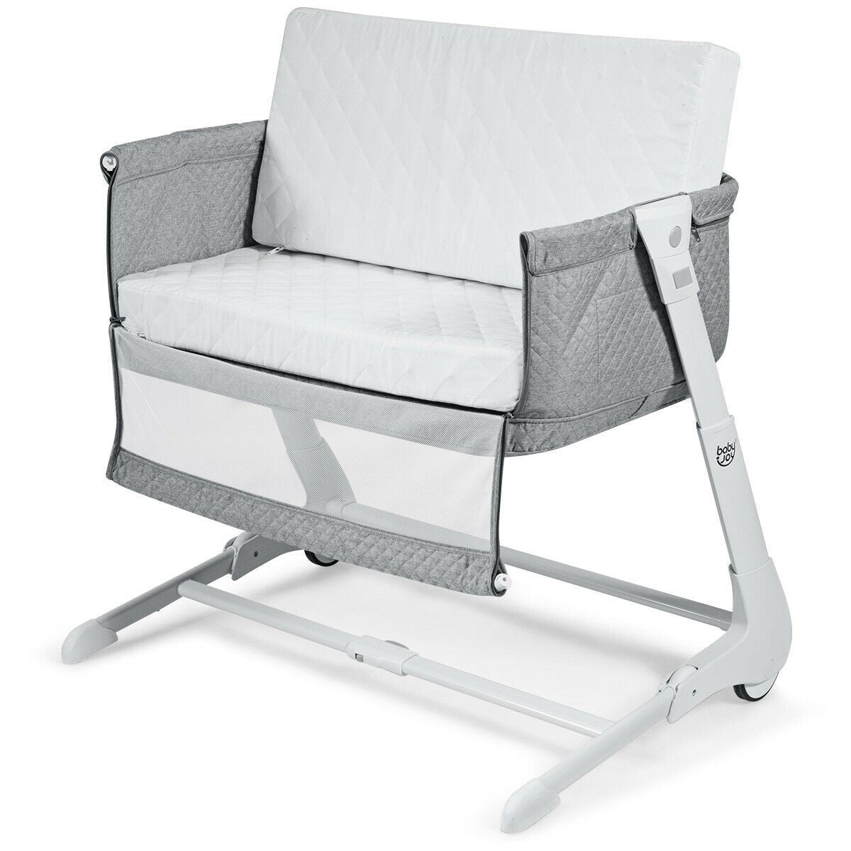 Baby Bedside Cot with Washable Mattress and Breathable Mesh