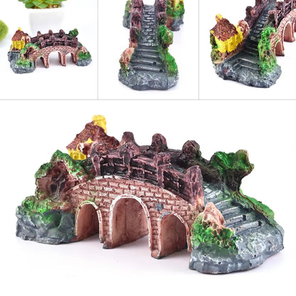 Aquarium Artificial Bridge Ornaments Resin Fish Tank Artificial Landscaping Rockery Bridge Decorations Aquarium Decor Supplies