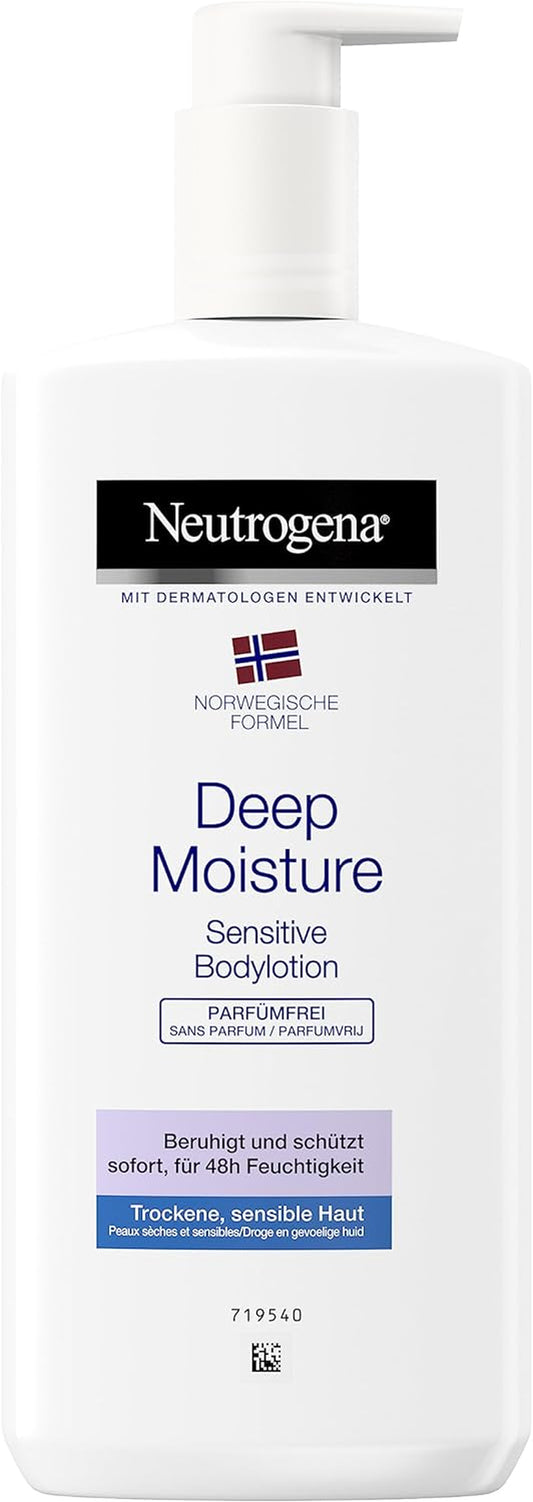 Norwegische Formel Bodylotion, Deep Moisture Sensitive, Parfümfrei, Für Sensible Trockene Haut, 400Ml