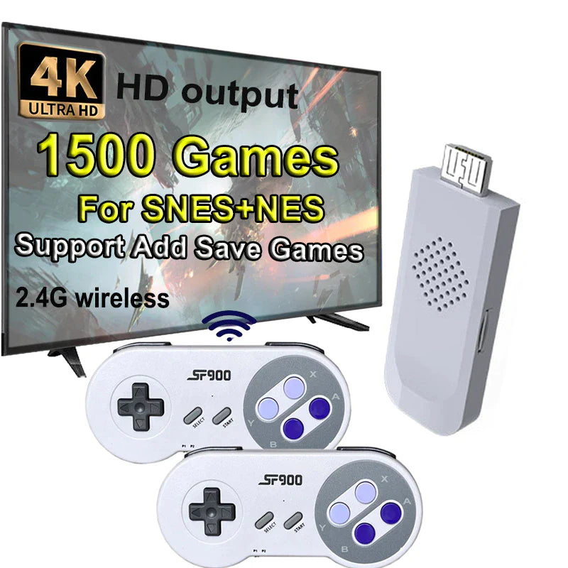 SF900 Retro Game Console HD Video Game Stick with 1500 Games for SNES Wireless Controller 16 Bit Consolas De Videojuegos for NES