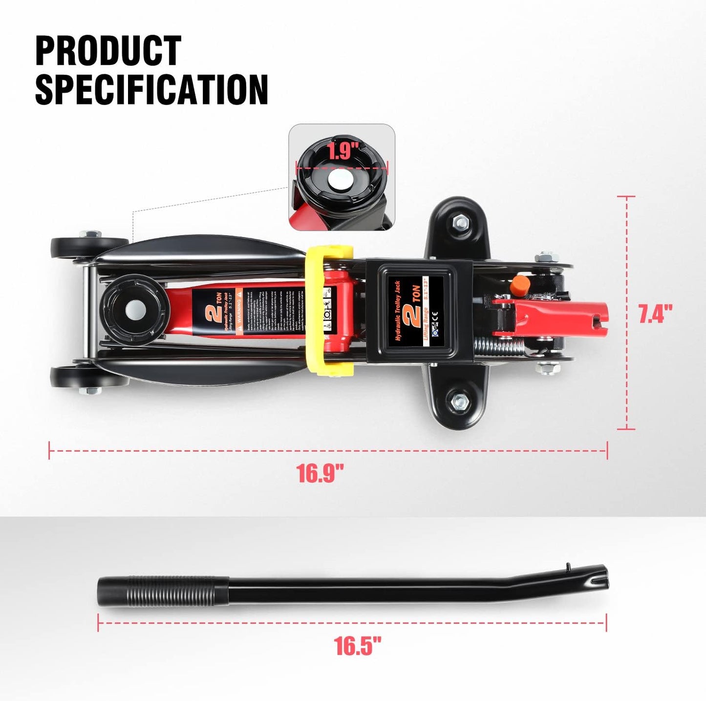 TOOLS-00234 Fast Lift Garage Jack/Hydraulic Floor Jack for Car Truck SUV, 2 Ton (4000 Lbs) Capacity