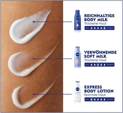 Express Body Lotion (400 Ml), Extra Fast Absorbing Body Lotion 3 in 1 Formula: 48H Care, Smoothness and Naturally Beautiful Skin