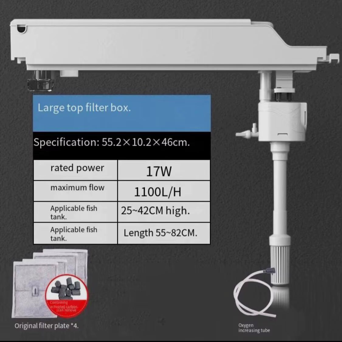 Fish Tank Filter Three-In-One Filter Pump Aeration Filtration Circulation System with Filter Box Top Filter Aquarium Accessories