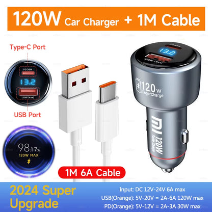 Mi Car Charger 120W 67W 6A Fast Charging Dual-Port USB a for  14 14 Ultra 13 13T 12 Pro Redmi Note A3 POCO Pad 6
