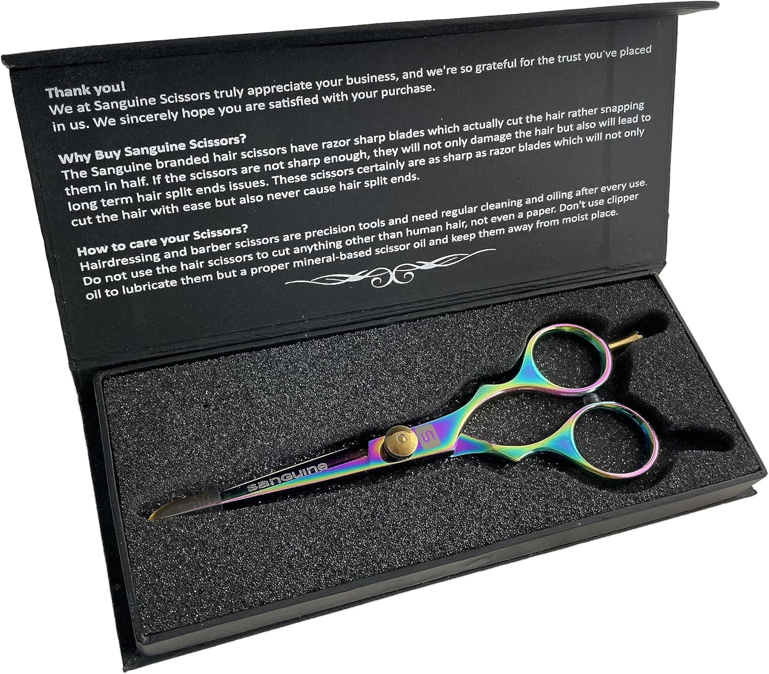 Professional Hair Cutting Scissors, Hairdressing Scissors, Ultra-Sharp Japanese Convex Blades, Titanium Coated - 5.5 Inch, Includes Case