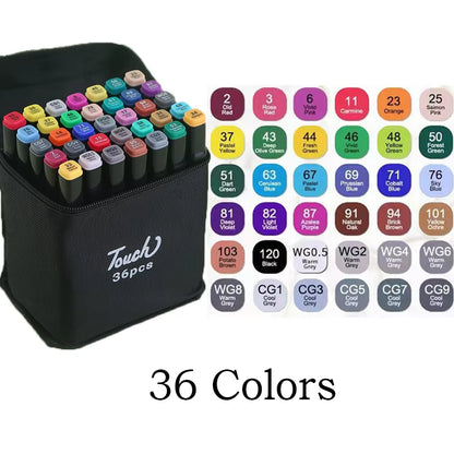 24-60 Colors Oily Art Marker Pen Set for Drawing Double Headed Sketching Tip Based Markers Graffiti Manga School Art Supplies