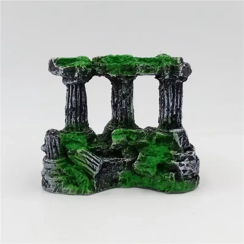 Aquarium Fish Tank Square Rome Stone Pillars Resin Manual Stone Decoration Retro Landscaping for Aquarium Fish Tank 1Pcs