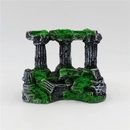 Aquarium Fish Tank Square Rome Stone Pillars Resin Manual Stone Decoration Retro Landscaping for Aquarium Fish Tank 1Pcs