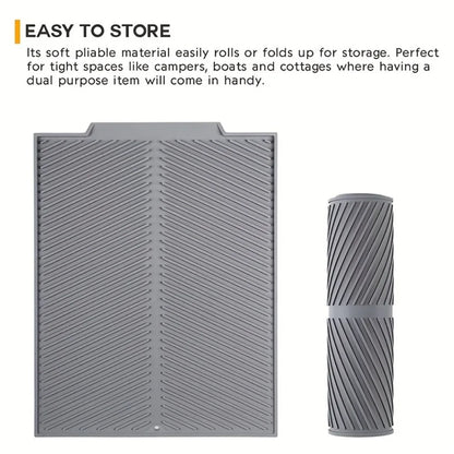 1Pc, Silicone Drain Pad, Dish Pad, Folding Drain Pad, Dish Drain Pad, Heat Resistant Pot Pad, Kitchen Accessories