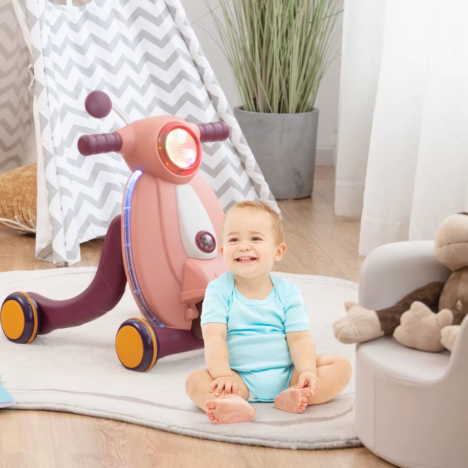 2 in 1 Sit to Stand Baby Push along Walker Early Development Toy Activity Center