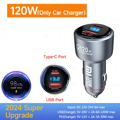 Mi Car Charger 120W 67W 6A Fast Charging Dual-Port USB a for  14 14 Ultra 13 13T 12 Pro Redmi Note A3 POCO Pad 6