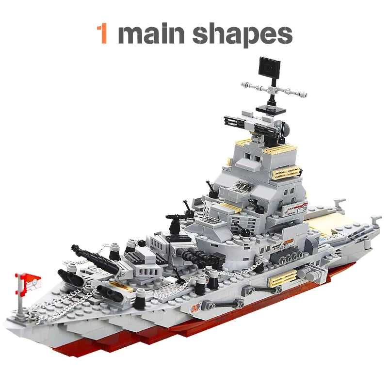 Navy War Chariot Ship Army Boat Plane Model Warships Building Blocks Compatible with Lego Construction Set for Boys Bricks Toys