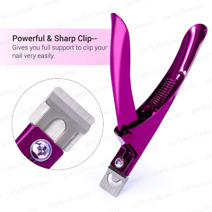 Nail Clippers Tip Cutters for Acrylic False Fake Gel Artificial Nails Rustproof Sharp Professional Manicure Pedicure Trimmer Nail Care Tools, Plum