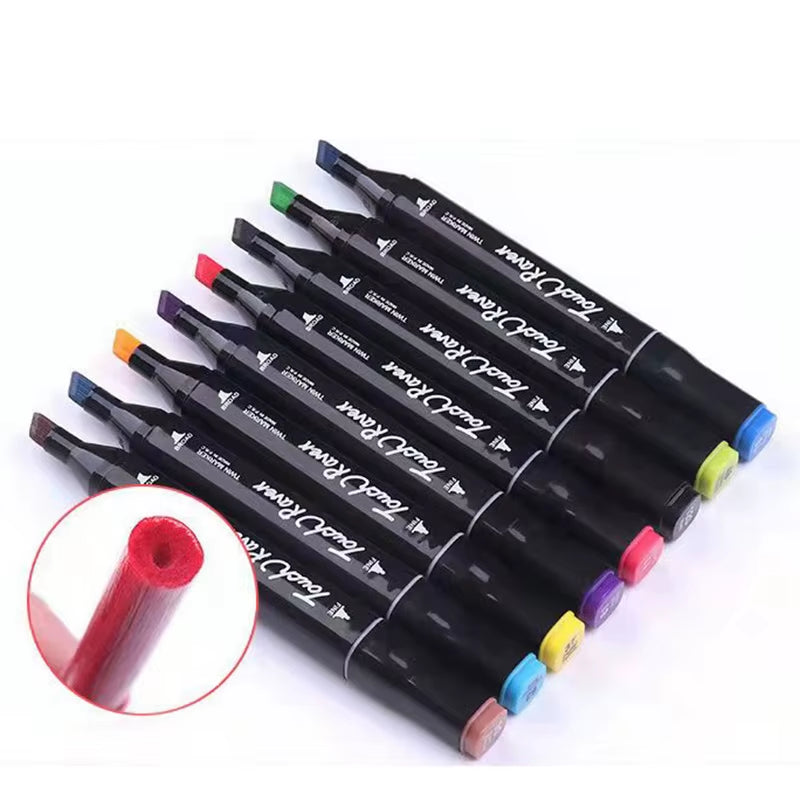 24-60 Colors Oily Art Marker Pen Set for Drawing Double Headed Sketching Tip Based Markers Graffiti Manga School Art Supplies