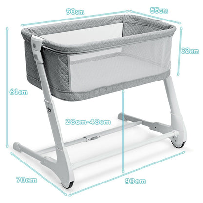 Baby Bedside Cot with Washable Mattress and Breathable Mesh