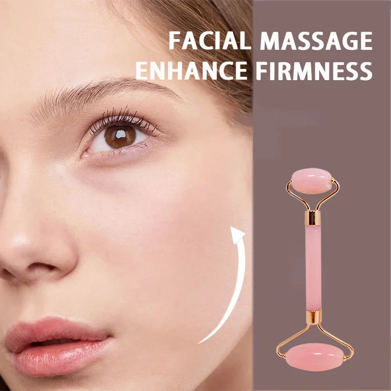 3Pcs Facial Massager Double Head Roller Beauty Stick Heart Shaped Scraping Tablets Pink for Full Body Massage Tools Plastic