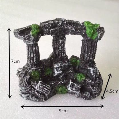 Aquarium Fish Tank Square Rome Stone Pillars Resin Manual Stone Decoration Retro Landscaping for Aquarium Fish Tank 1Pcs