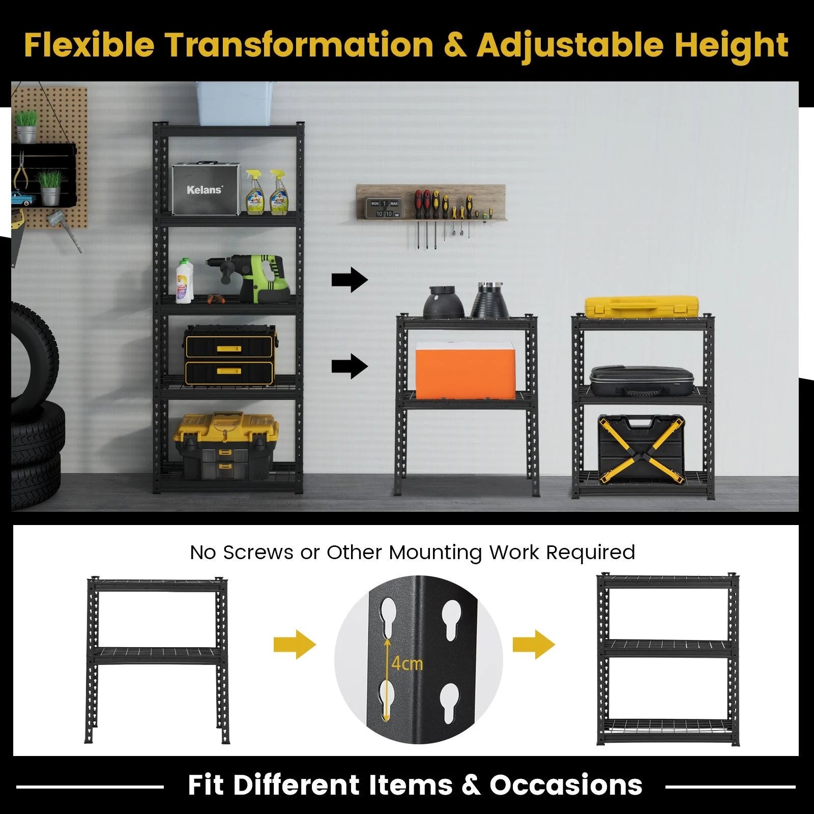 5-Tier Garage Metal Storage Shelves Shelving Unit
