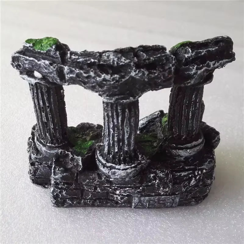 Aquarium Fish Tank Square Rome Stone Pillars Resin Manual Stone Decoration Retro Landscaping for Aquarium Fish Tank 1Pcs