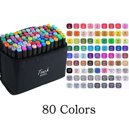 24-60 Colors Oily Art Marker Pen Set for Drawing Double Headed Sketching Tip Based Markers Graffiti Manga School Art Supplies