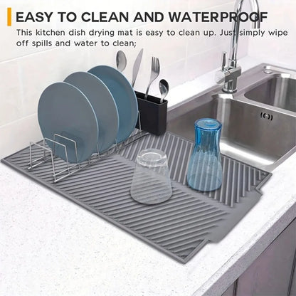 1Pc, Silicone Drain Pad, Dish Pad, Folding Drain Pad, Dish Drain Pad, Heat Resistant Pot Pad, Kitchen Accessories