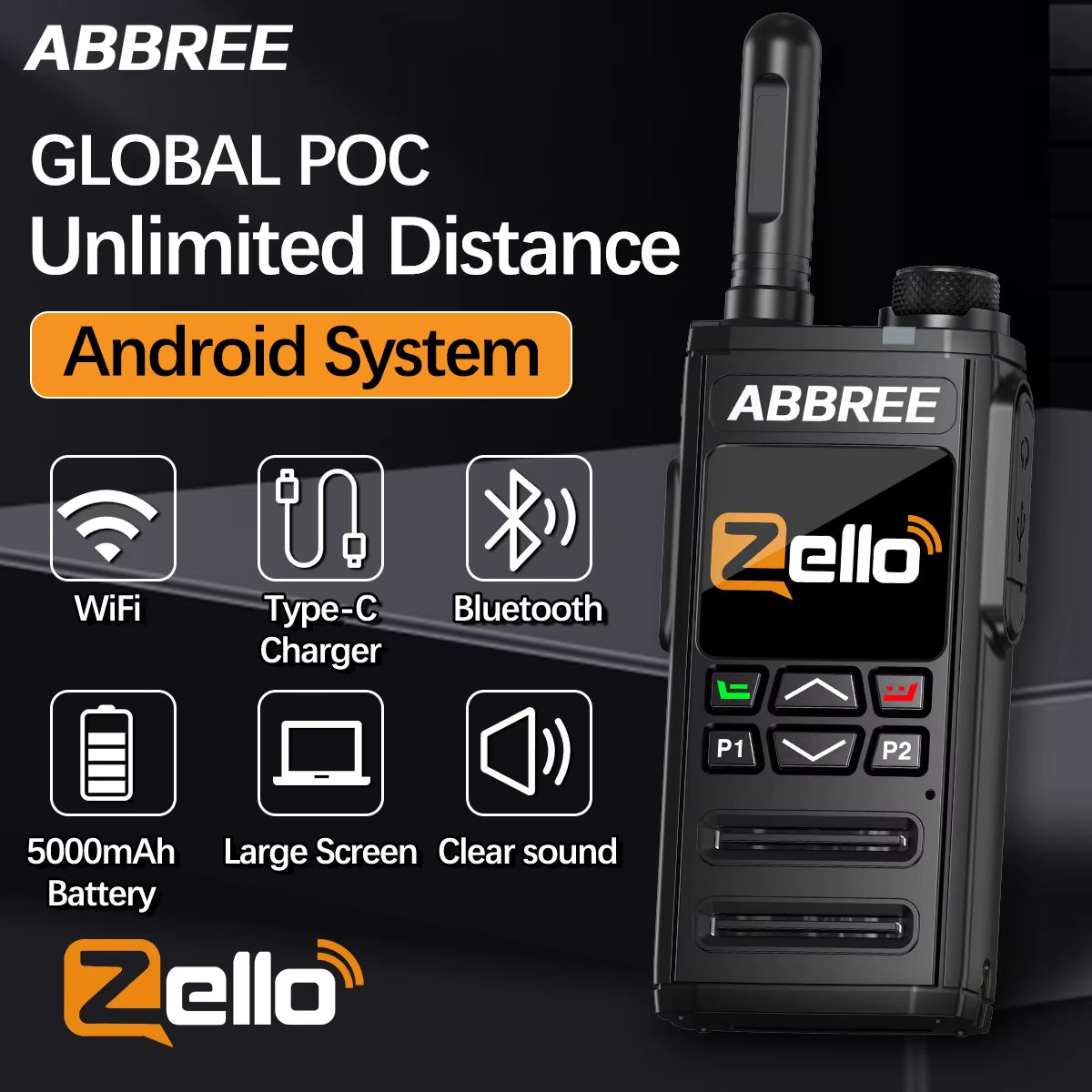 GP-268 Network Walkie Talkie Zello Global POC Radio Wireless Unlimited Distance SIM Card 4G Android Bluetooth Ham Radio