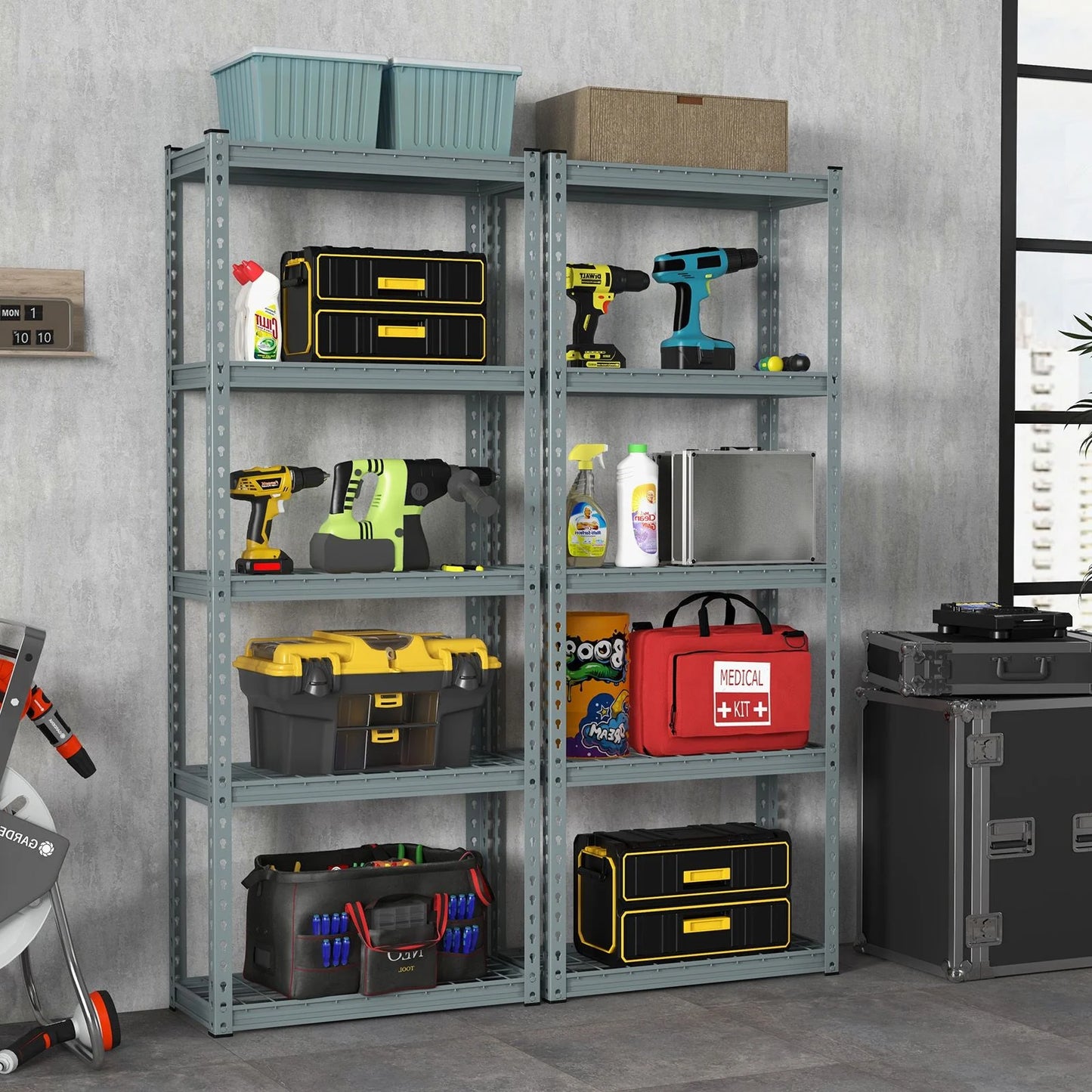 5-Tier Garage Metal Storage Shelves Shelving Unit