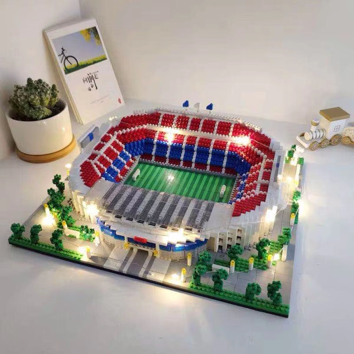 Barcelona Soccer Stadium Micro Blocks Building Sets Mini Bricks Architecture Building Block Toys for Adults Football Field Gift