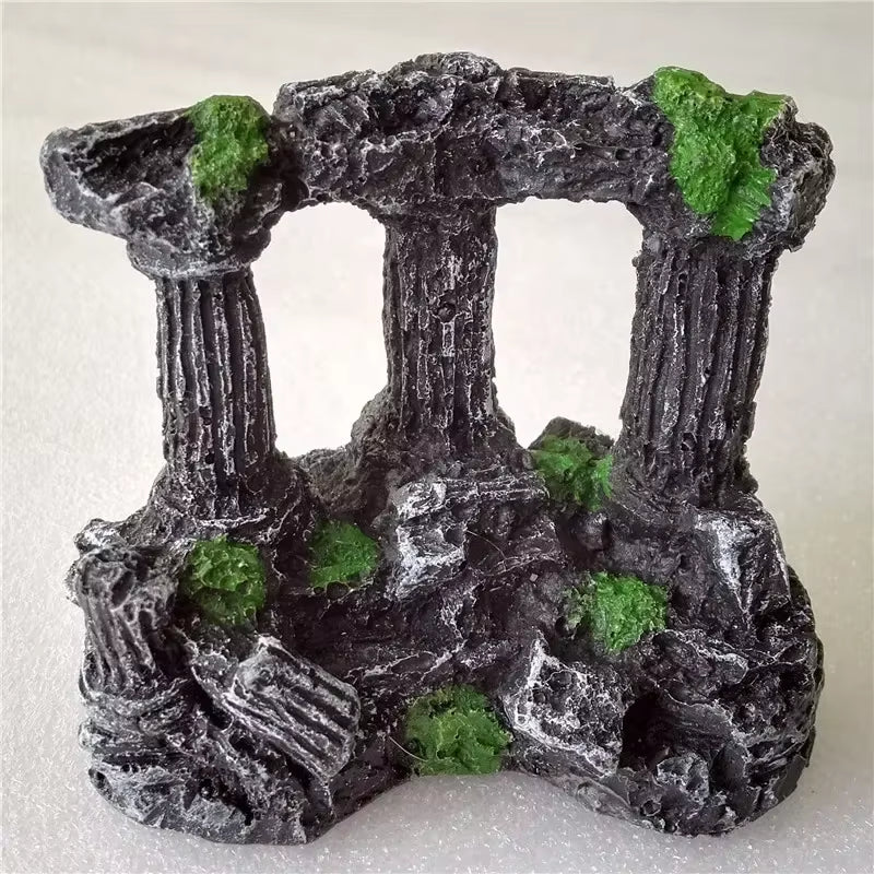Aquarium Fish Tank Square Rome Stone Pillars Resin Manual Stone Decoration Retro Landscaping for Aquarium Fish Tank 1Pcs