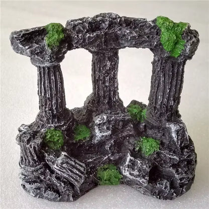 Aquarium Fish Tank Square Rome Stone Pillars Resin Manual Stone Decoration Retro Landscaping for Aquarium Fish Tank 1Pcs