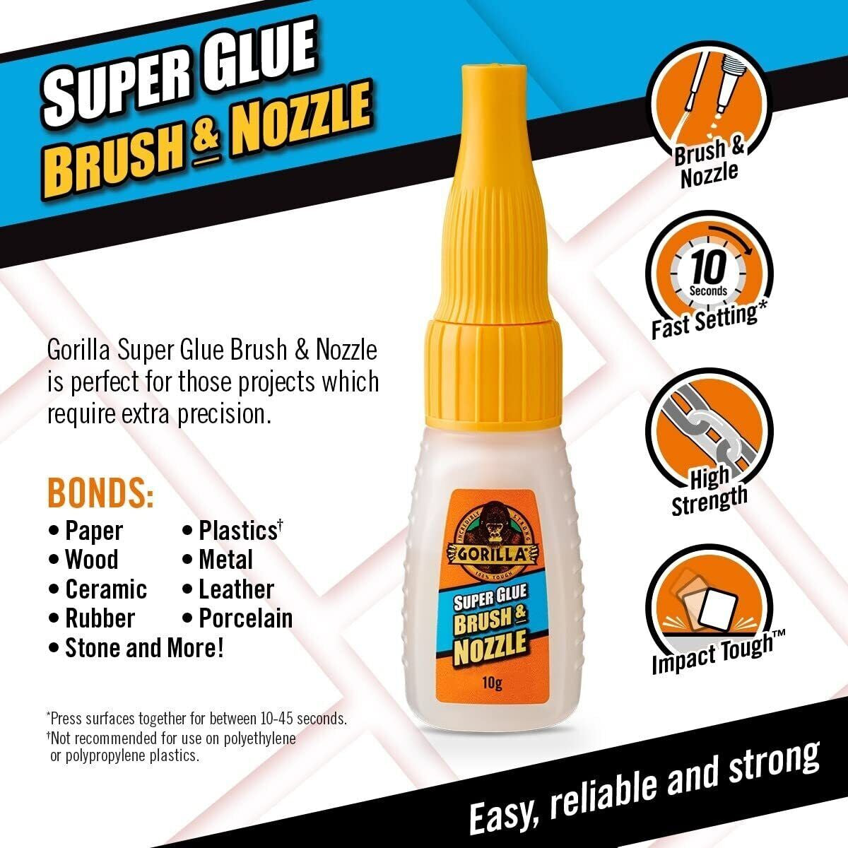 Gorilla Super Glue Gel Liquid Brush Nozzle Tube Strong Superglue Impact Adhesive