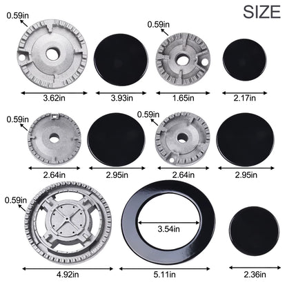 1 Set Cooker Hat Set Stove Lid Upgraded Oven Gas Hob Burner Crown Flame Cap Fits Most Gas Stove Burners Kitchen Accessories