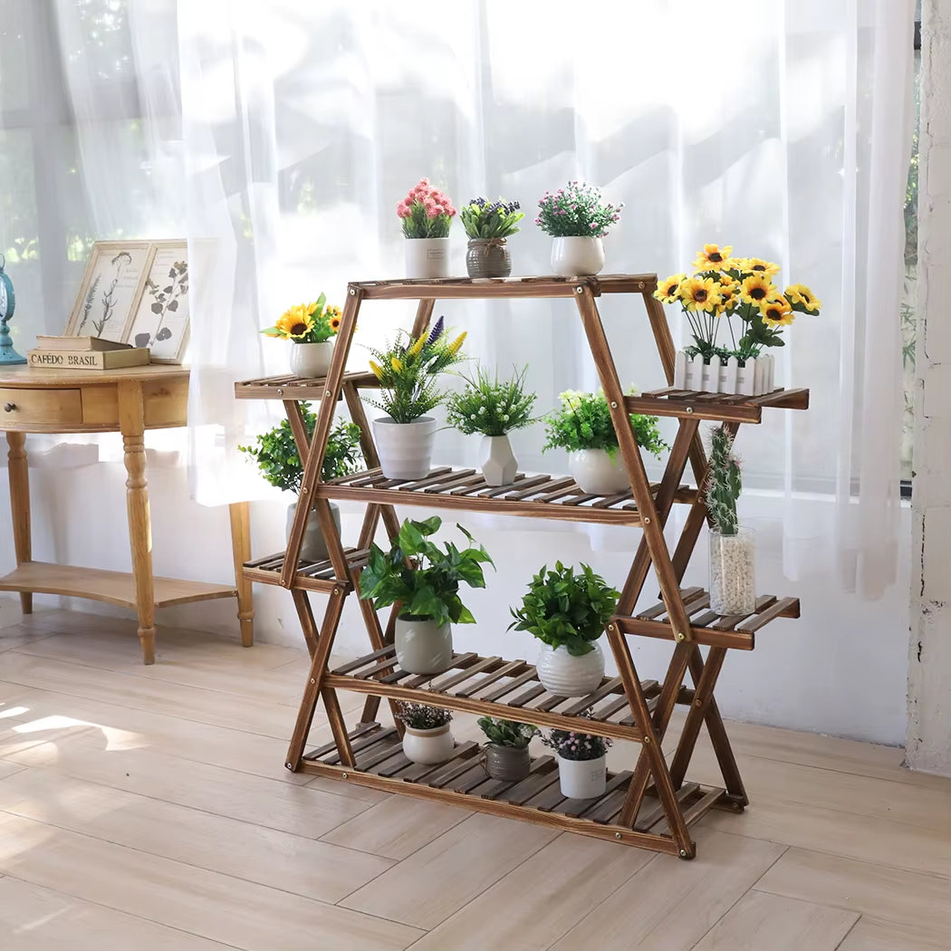 Wood Plant Stand Garden Flower Pot Holder Shelves Corner Rack in Living Room Balcony Patio Yard