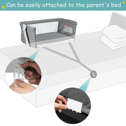 Baby Bedside Cot with Washable Mattress and Breathable Mesh