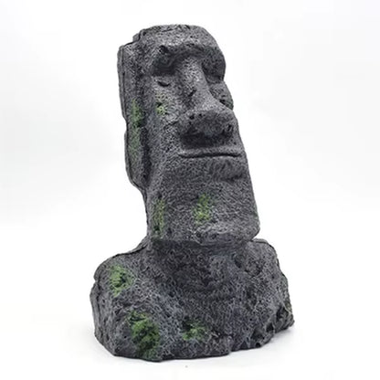 Easter Island Stone Statue Resin Ornament Fish Tank Aquarium Decoration Gnome Terrarium Reptile Tank Artificial Stone Home Decor